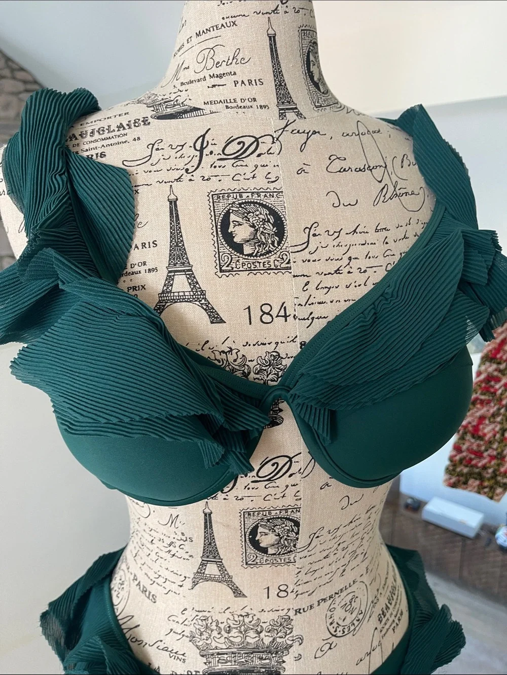 Andrea Iyamah Emerald Green Ruffle Bikini